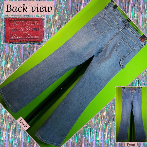 VINTAGE Y2K/90S HOT KISS BOOTCUT JEANS EXC COND SZ 9 back to school cool - Picture 2 of 13